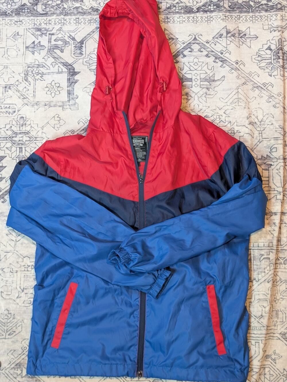 Y2K men's Bleeker & Mercer red navy & royal blue jacket w hood size small